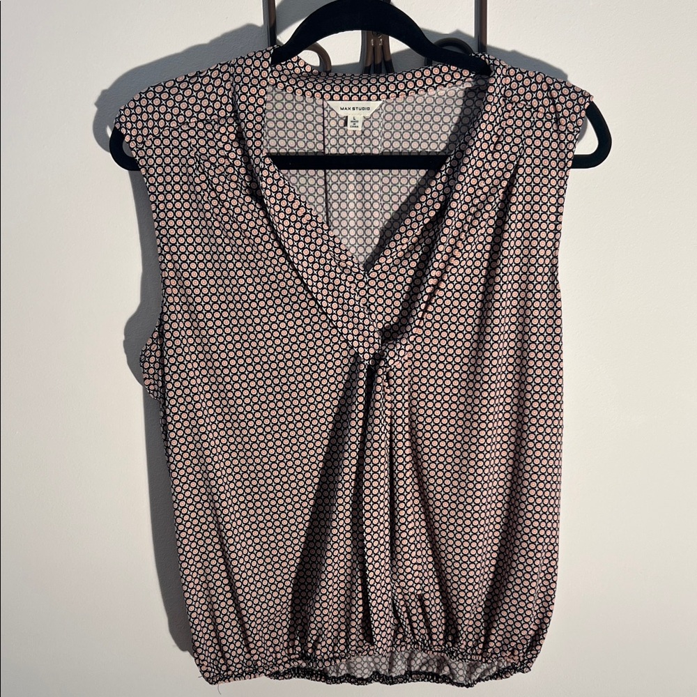Max Studio Black and Pink Patterned Blouse